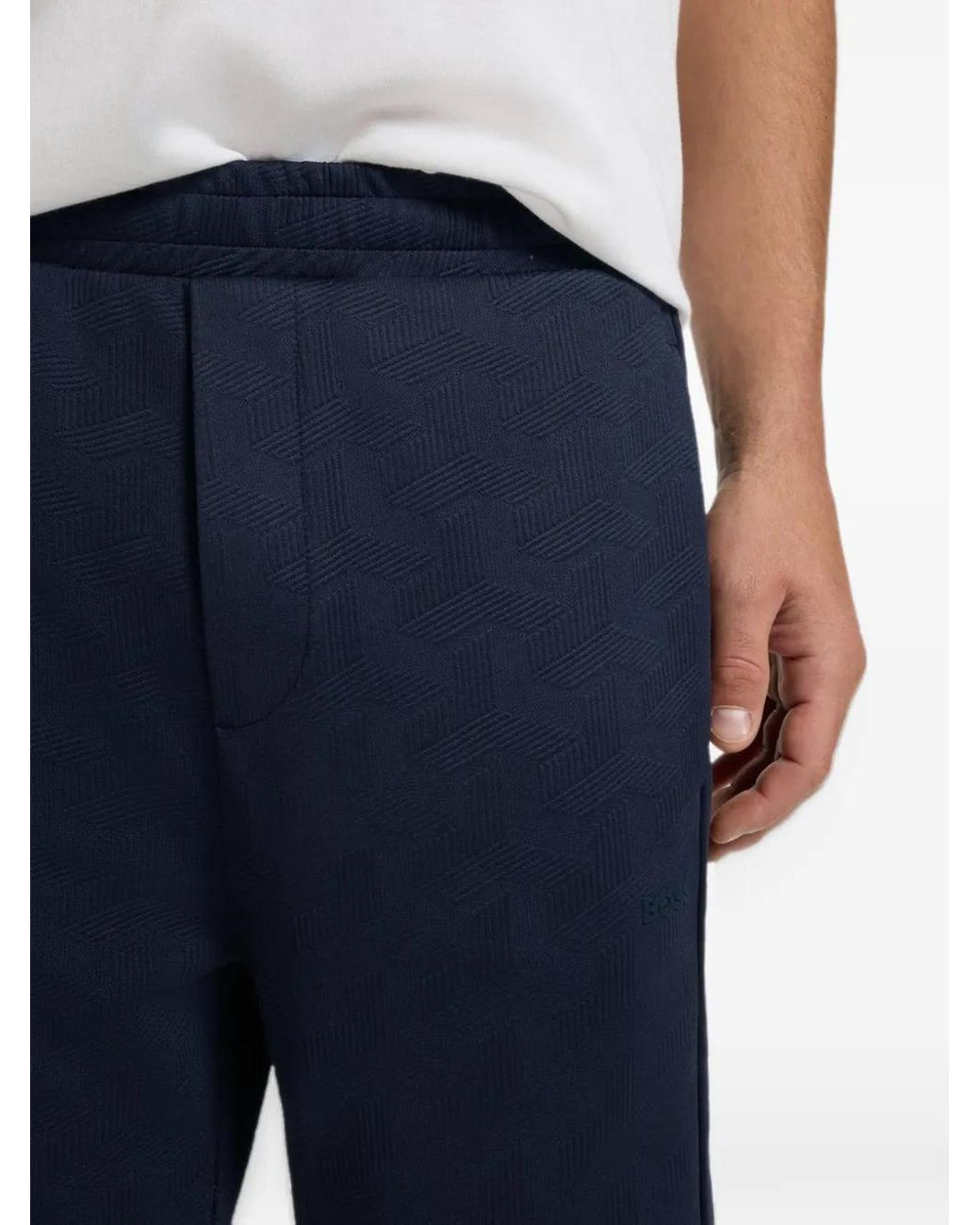 Boss Blue Elastic-Waist Trousers for men