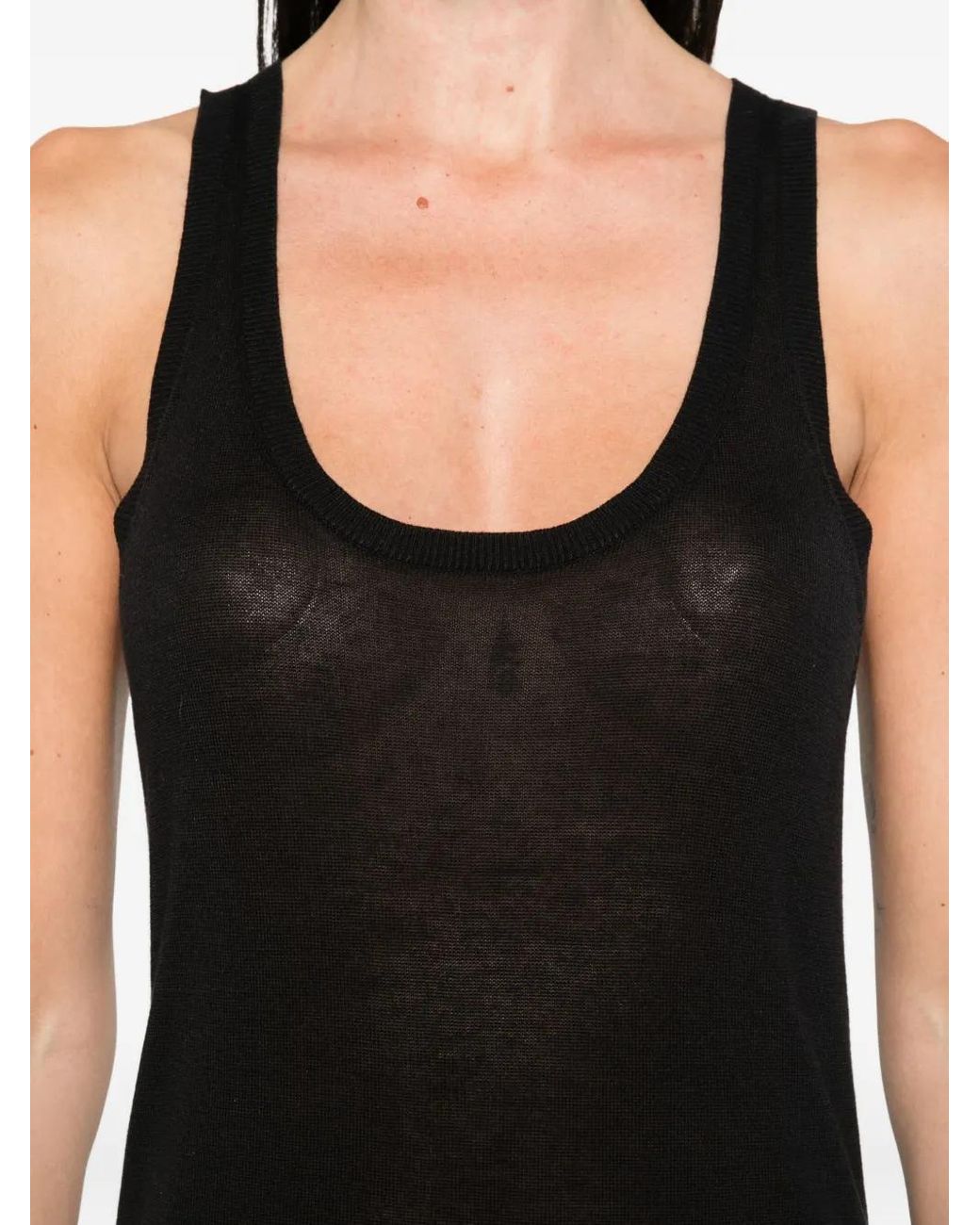 Totême Black Scoop-Neck Tank Top