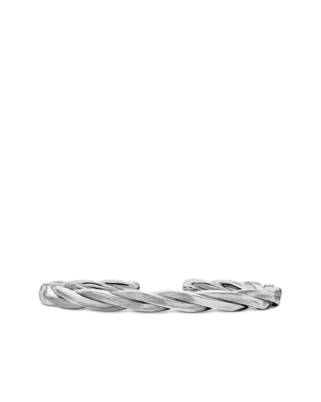 David Yurman White Sterling Dy Helios Cuff Bracelet (6Mm) for men