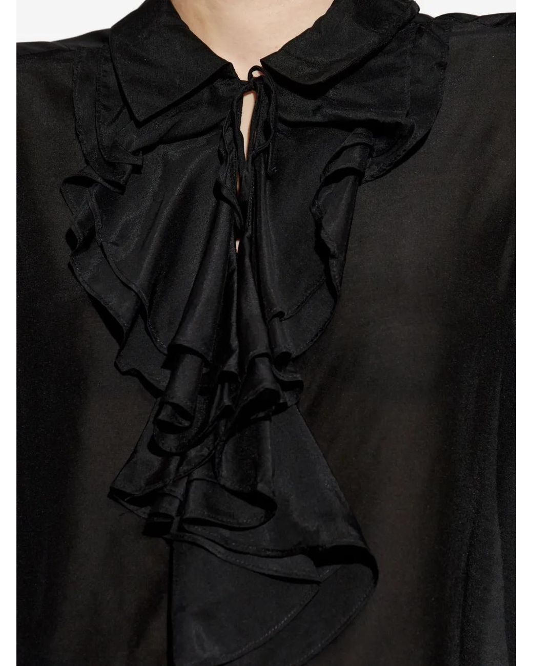 Munthe Black Ruffled-Cuff Blouse