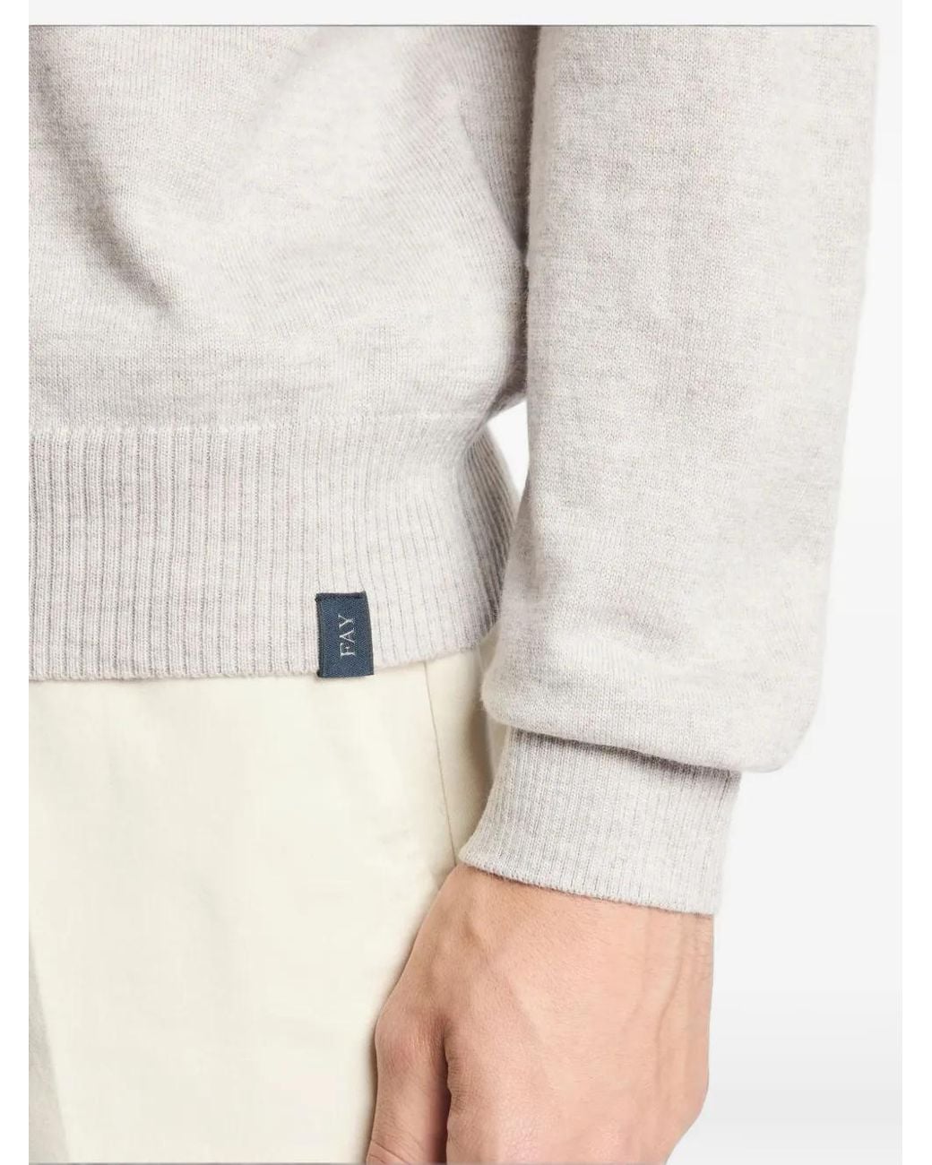 Fay White Roll-Neck Wool Sweater for men