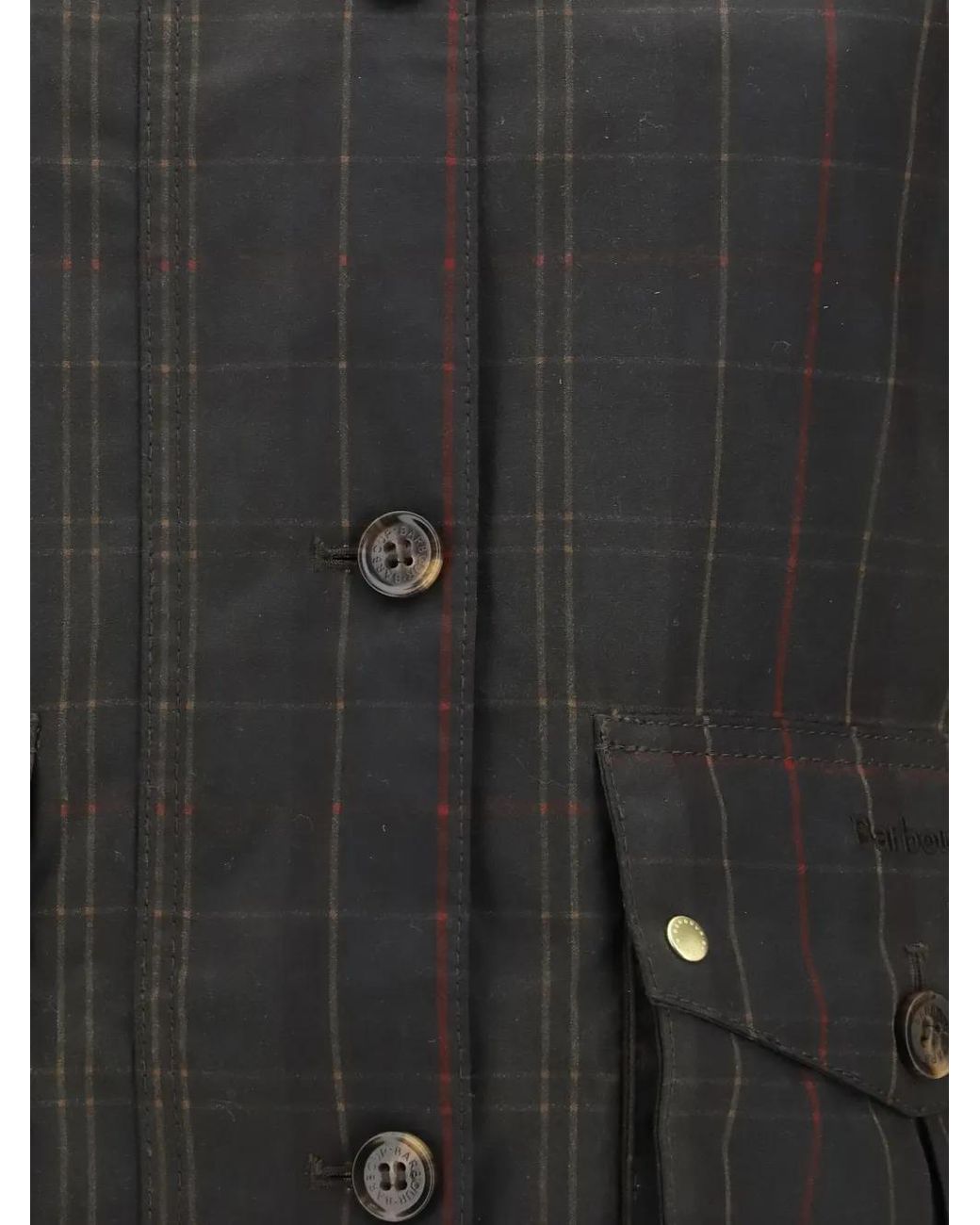 Barbour Black Marena Check Waxed Jacket
