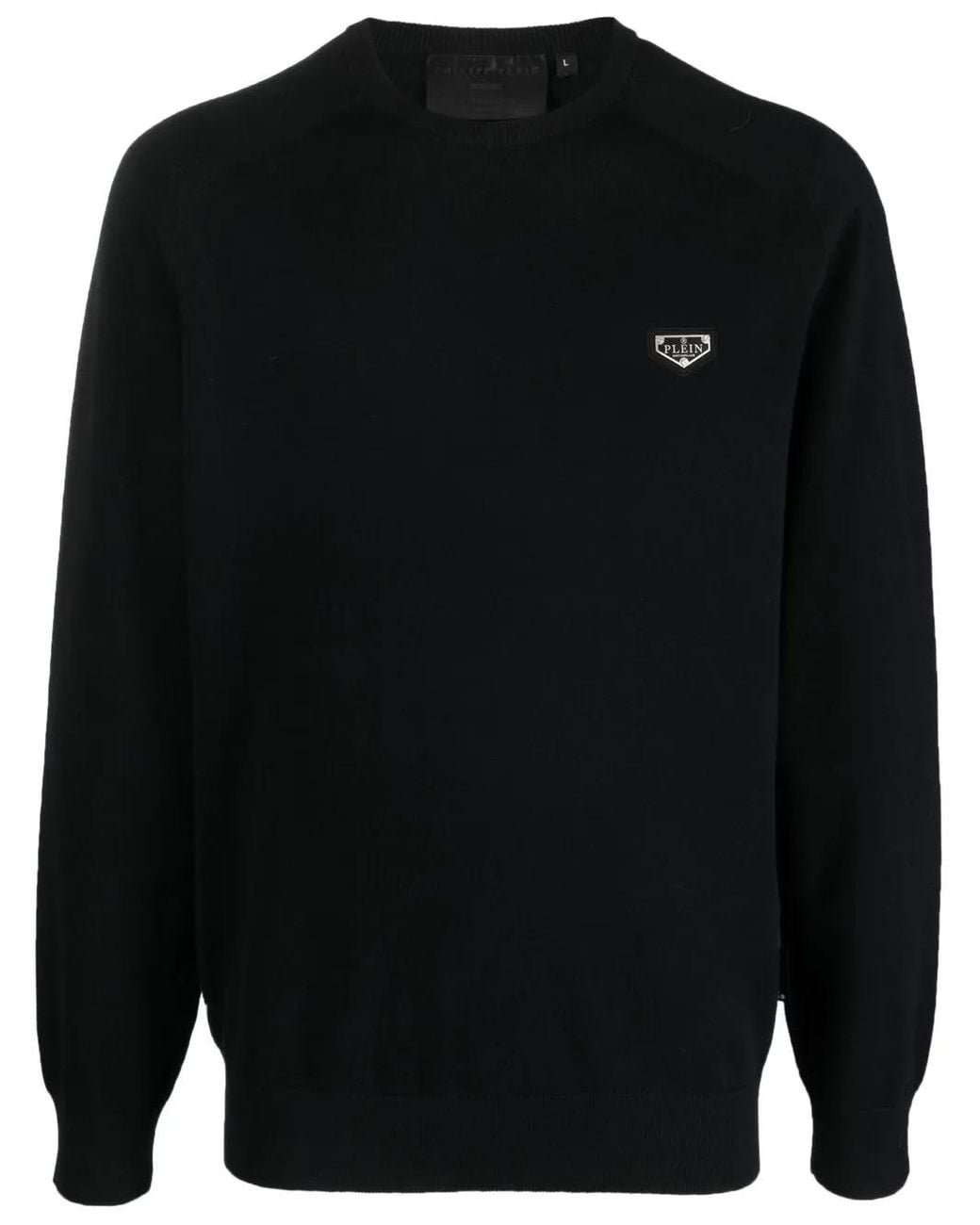 Philipp Plein Black Logo-Plaque Jumper for men