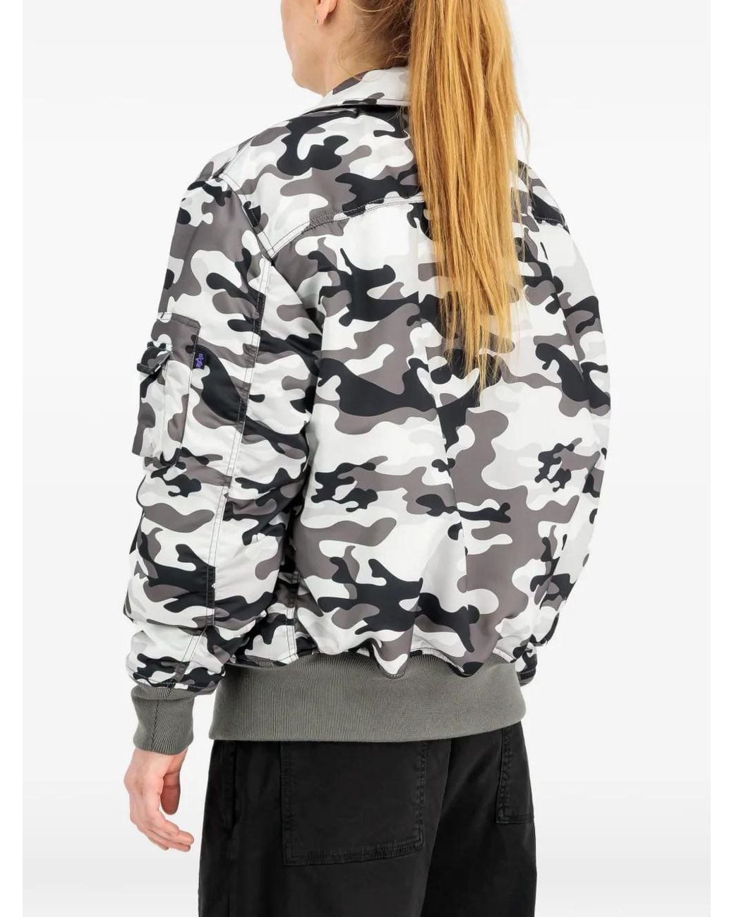 Alpha Industries Gray Cwu-45/P Base Camo Uv Loose-Fit Bomber Jacket