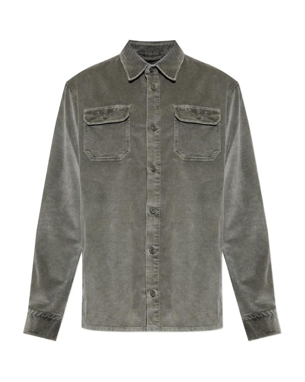 Paul & Shark Gray Corduroy Double-Pocket Shirt for men