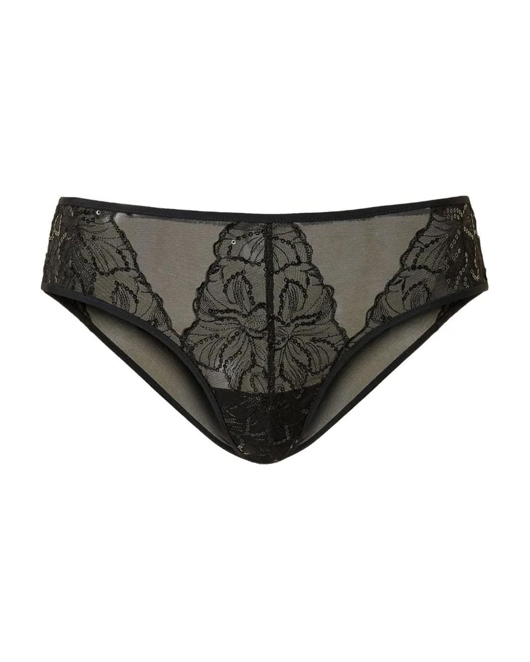 Twinset Black Floral Embroidered Briefs