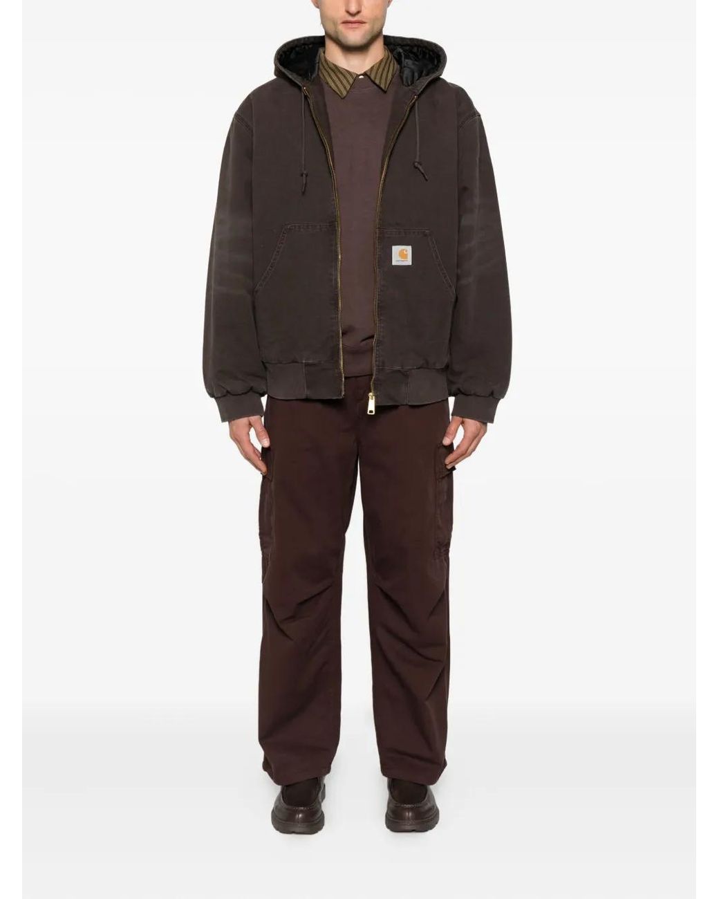 Carhartt Brown Logo-Patch Trousers for men