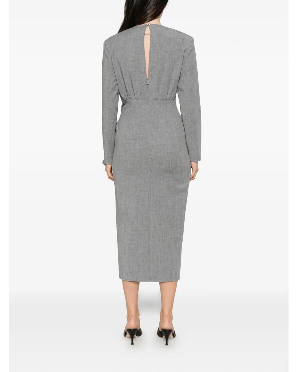Patrizia Pepe Gray Tie-Waist Midi Dress