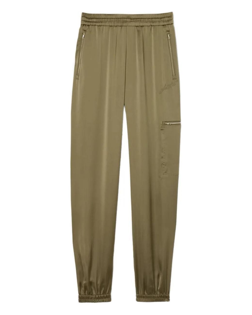 Lacoste Green Zip-Pocket Satin Trousers