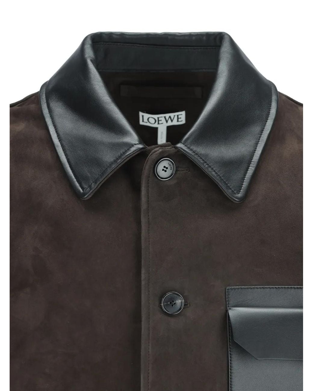 Loewe Black Contrast-Collar Suede Jacket for men