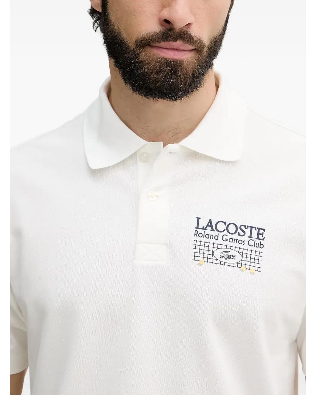 Lacoste White Roland-Garros Edition Petit Piqué Polo for men