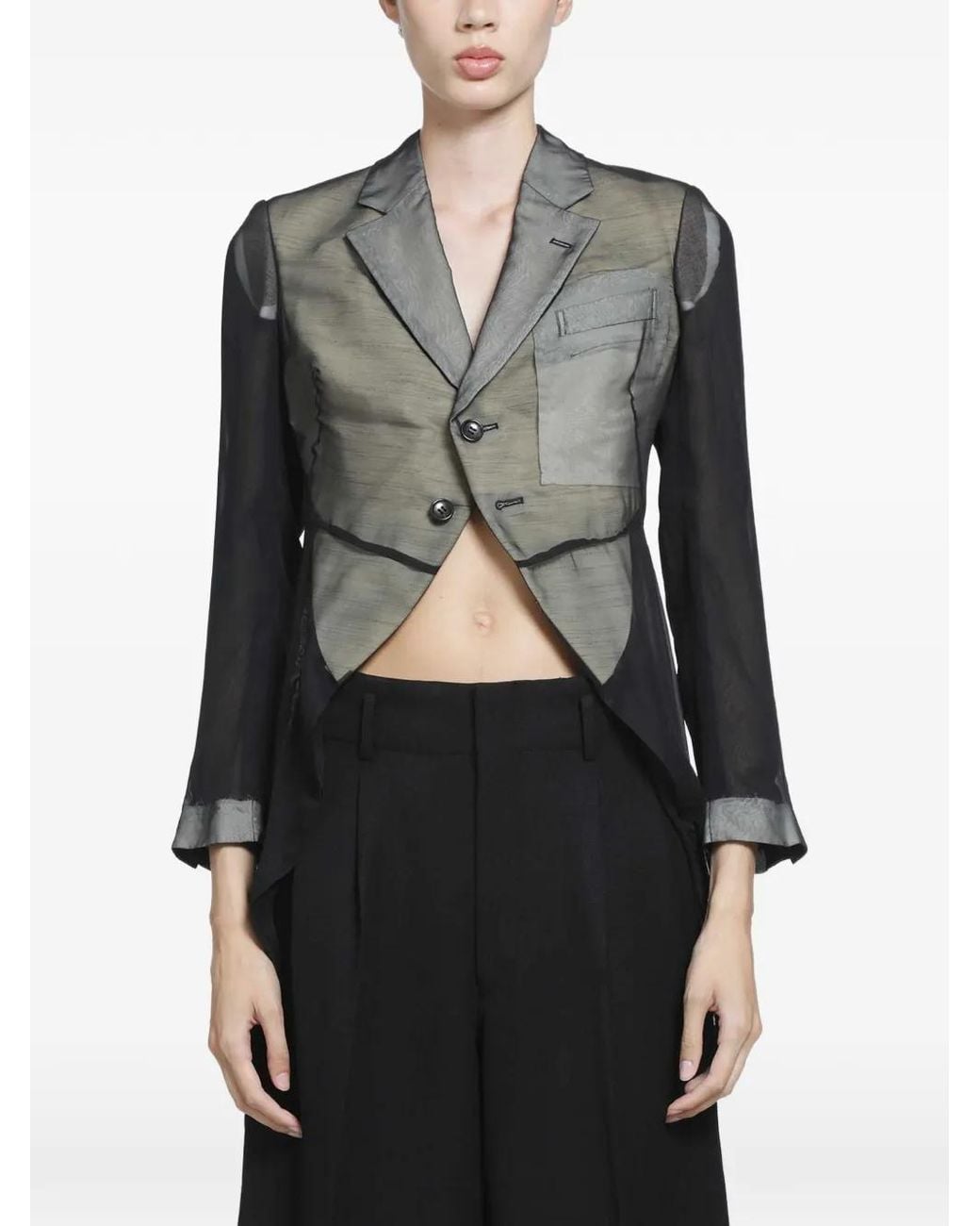 Comme des Garçons Gray Sheer Panelled Blazer