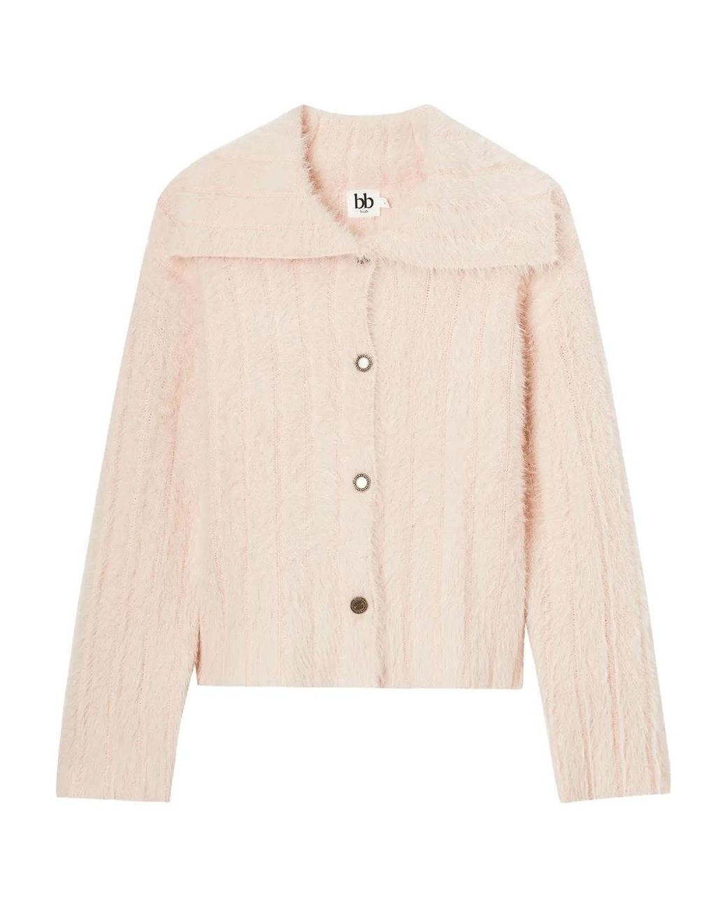B+ AB Natural Buttoned Collar Cardigan