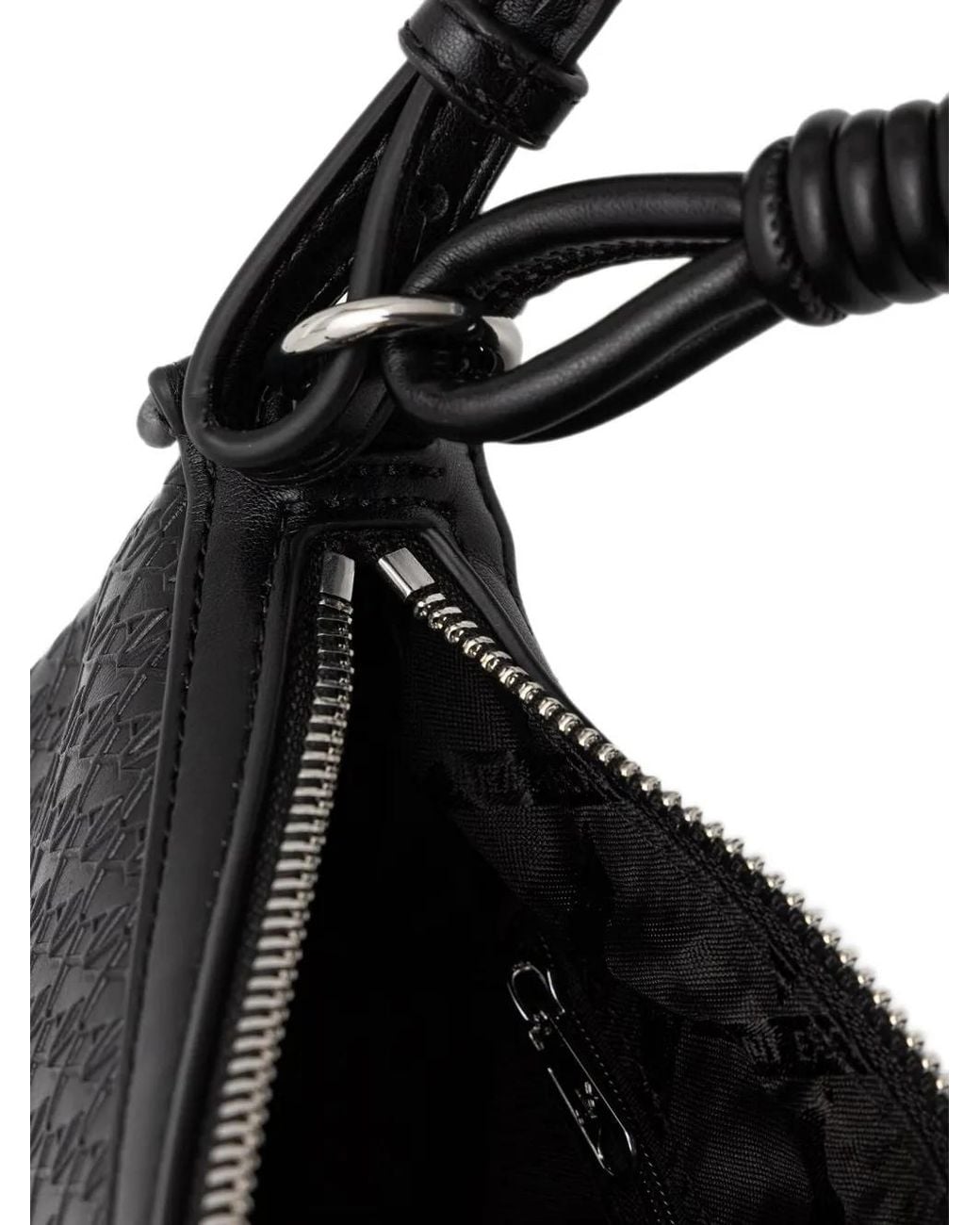 ARMANI EXCHANGE Black Mini Monogram-Embossed Braided-Handle Shoulder Bag