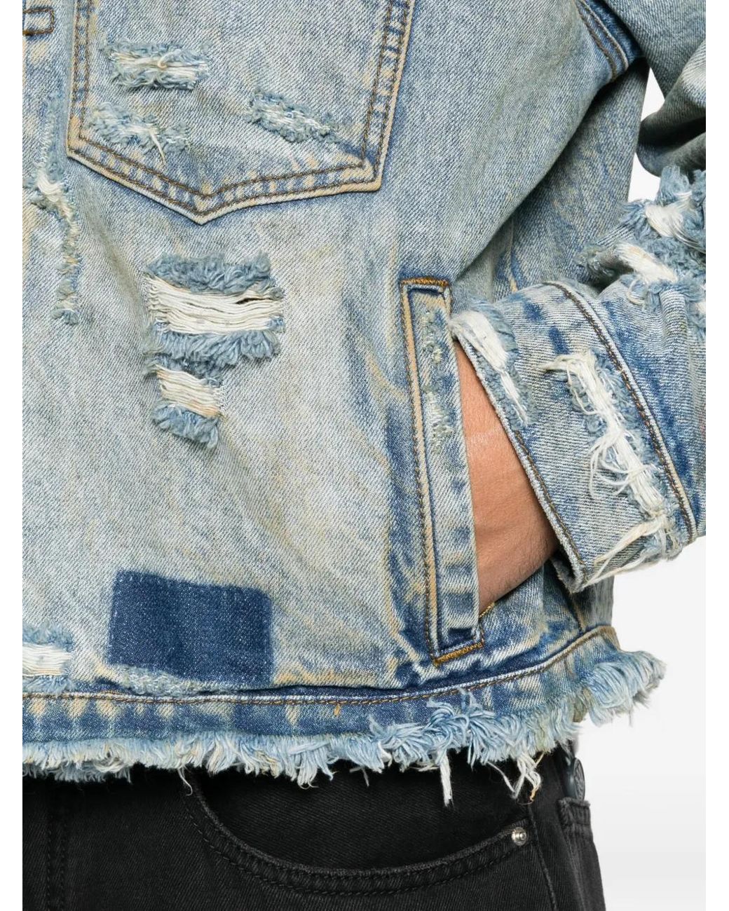 DIET STARTS MONDAY Blue Veste En Jean À Effet Usé for men