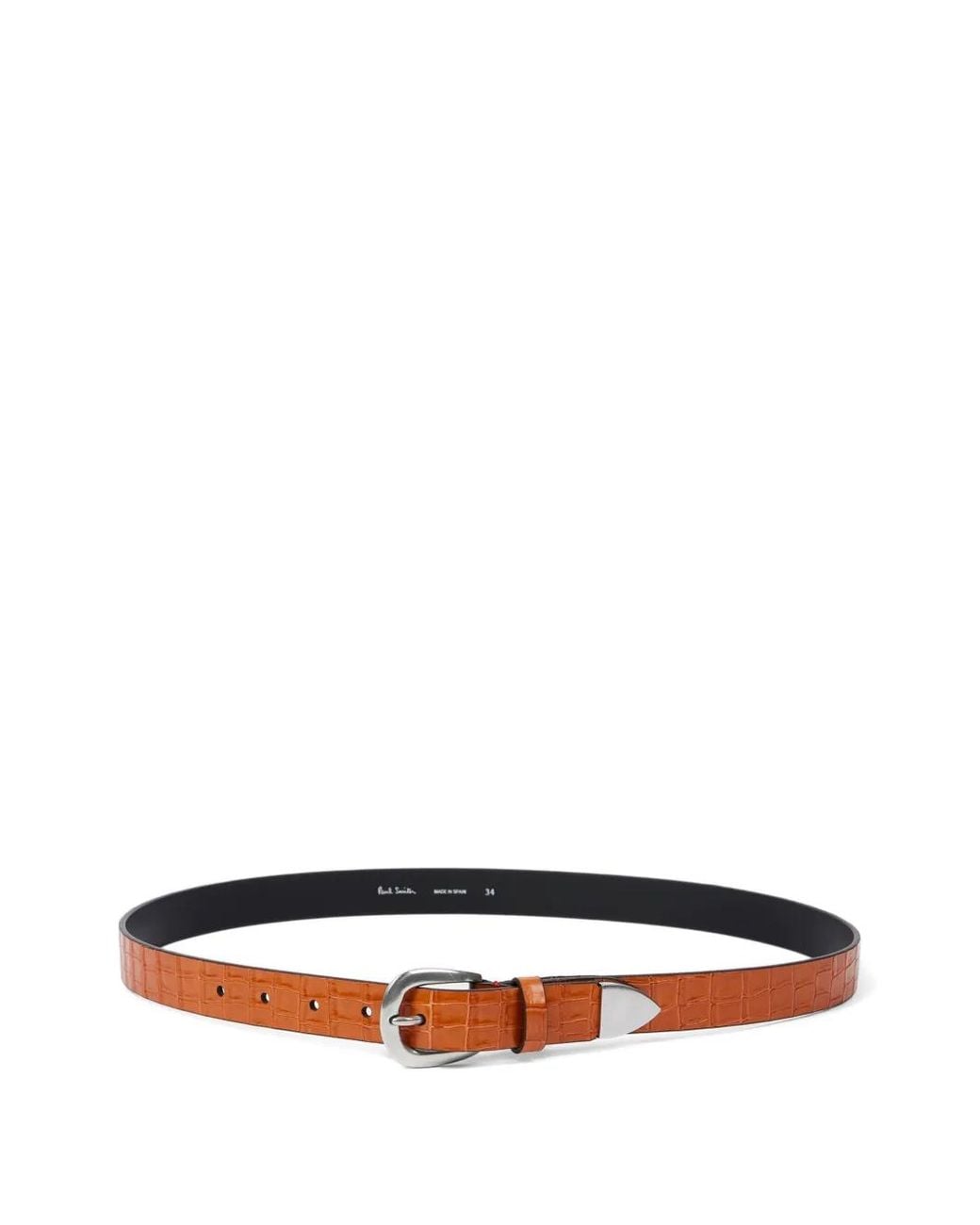 Paul Smith White Crocodile-Effect Leather Belt for men