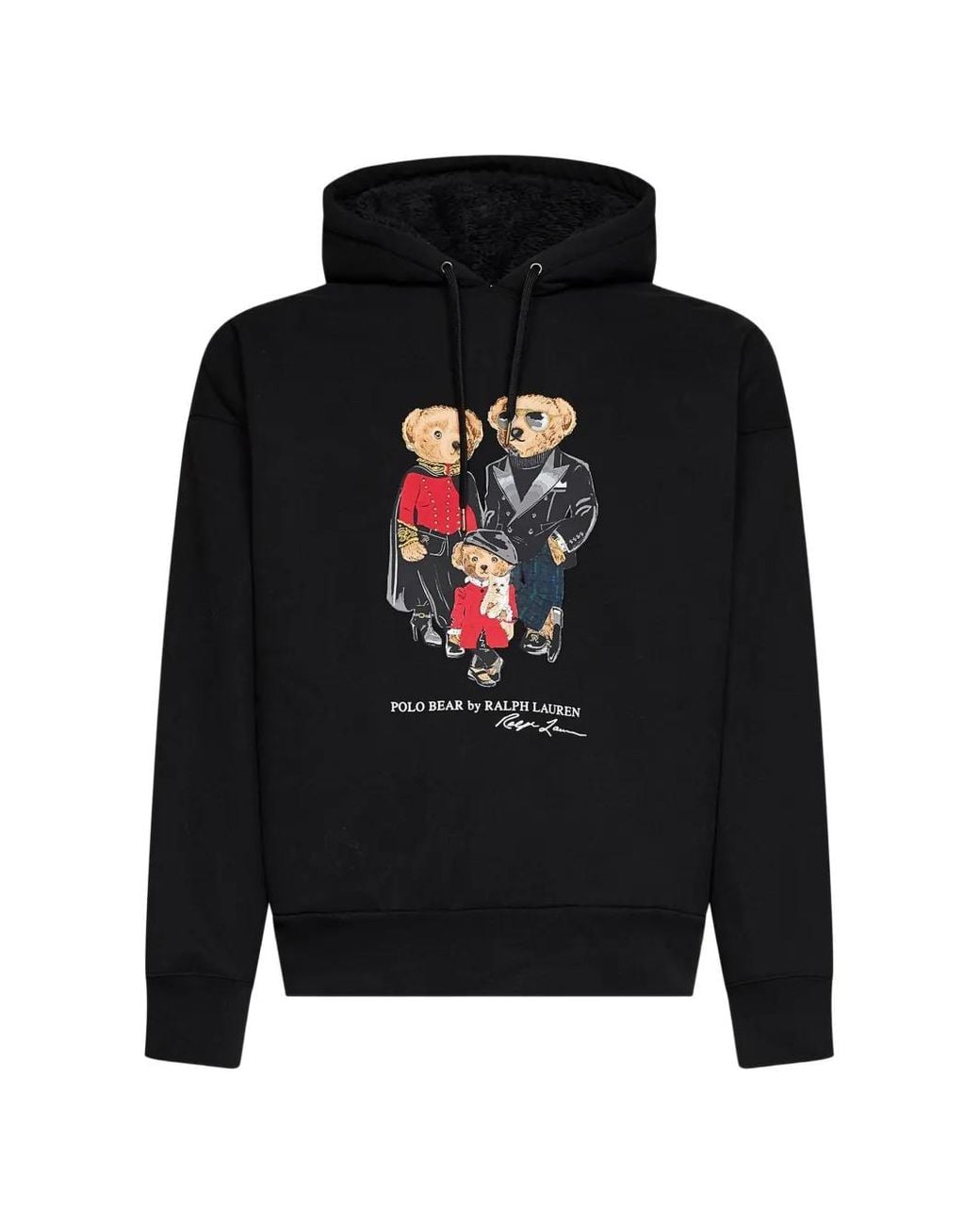 Polo Ralph Lauren Black Polo Bear Fleece Hooded Sweatshirt for men