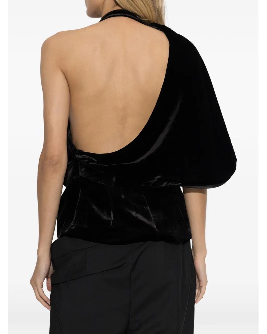 Rohe Black One-Shoulder Velvet Top