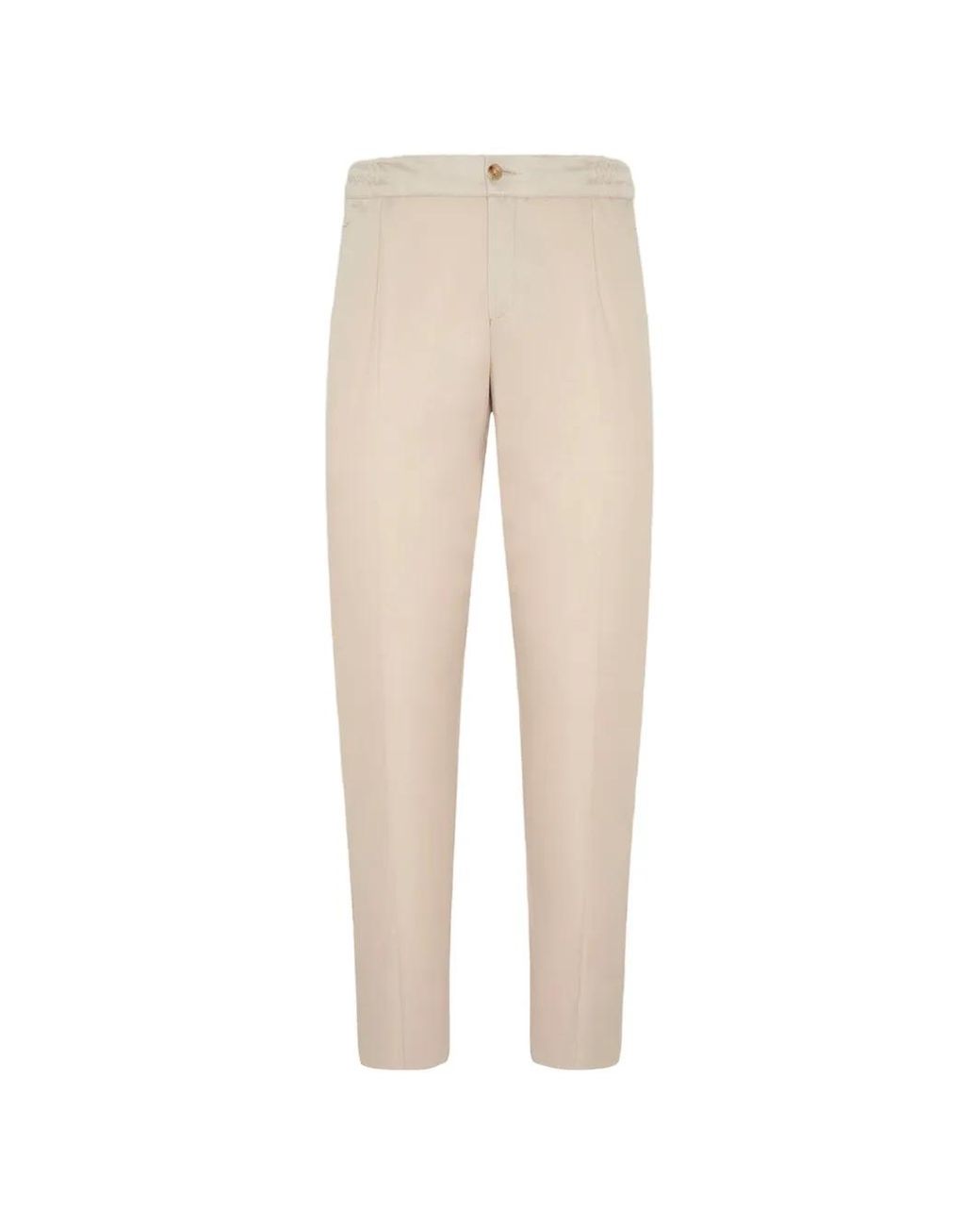 Kiton Natural Drawstring-Waist Pleated Trousers for men