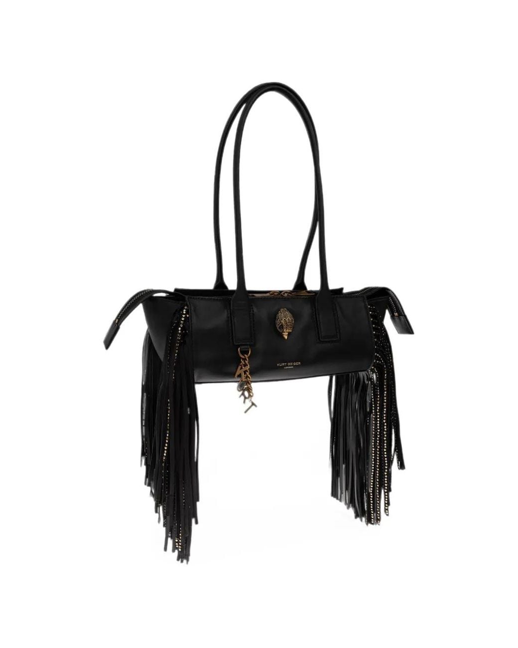 Kurt Geiger Black Sloane East-West Shoulder Fringe Bag