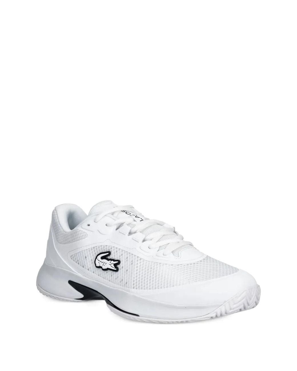 Lacoste White Tech Point Logo-Patch Mesh-Panel Sneakers for men