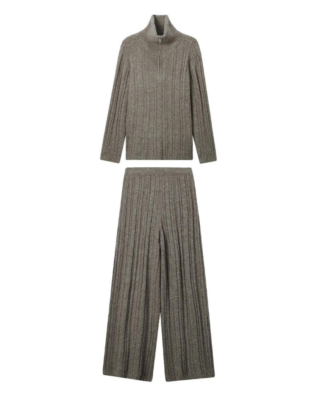 B+ AB Gray Ribbed Knit Trousers
