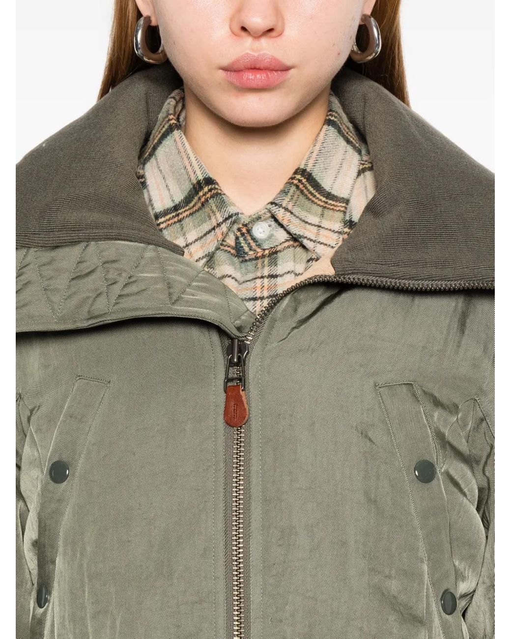 R13 Green Zip-Up Bomber Jacket