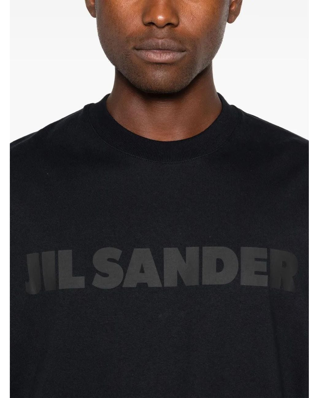 Jil Sander Black Tone-On-Tone Over Fit Mc Logo T-Shirt for men