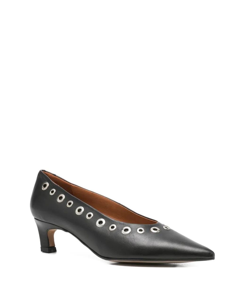 Angel Alarcon Gray Eyelet Pointed-Toe Pumps