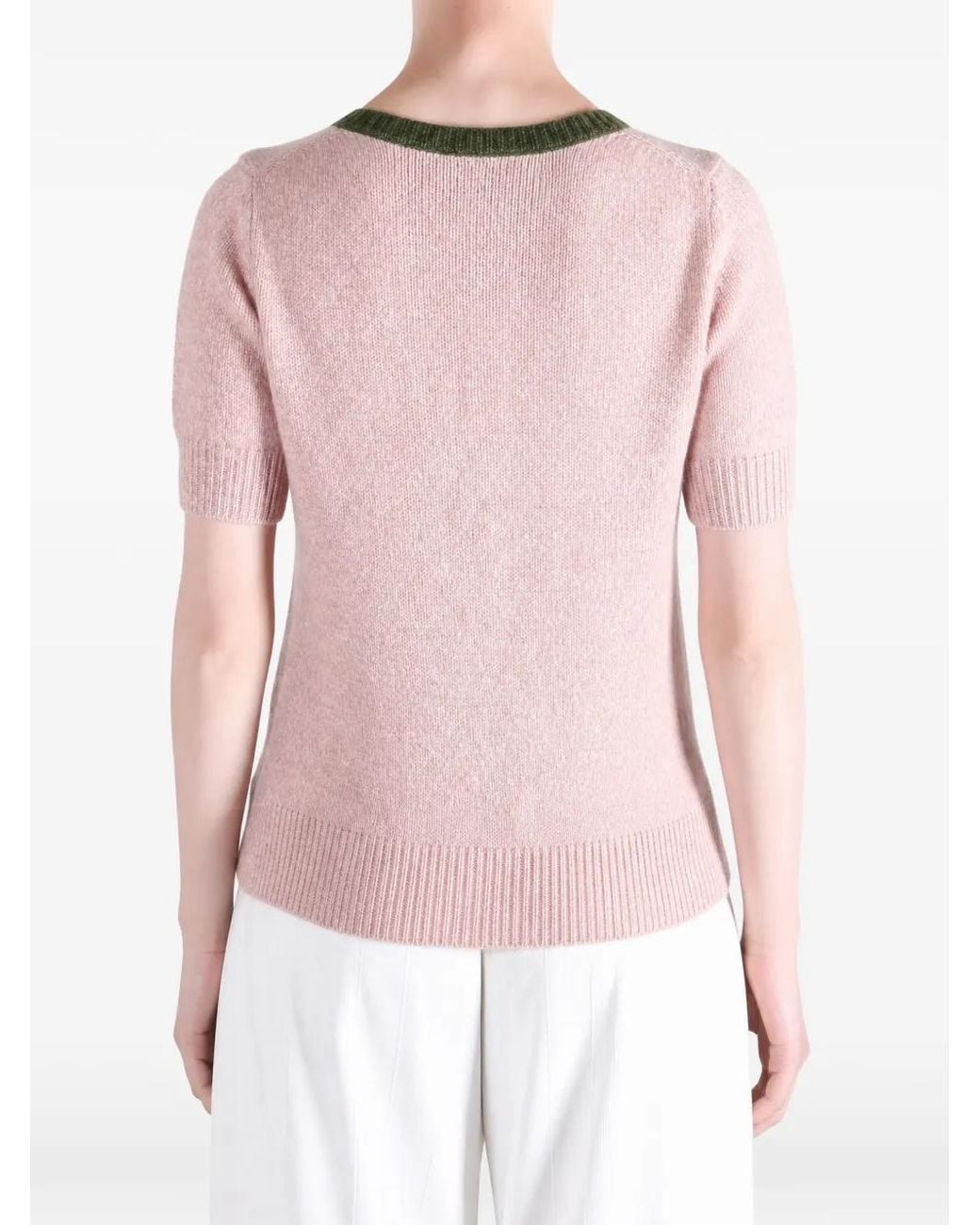 Nikki Chasin Pink Button-Placket Short-Sleeve Sweater