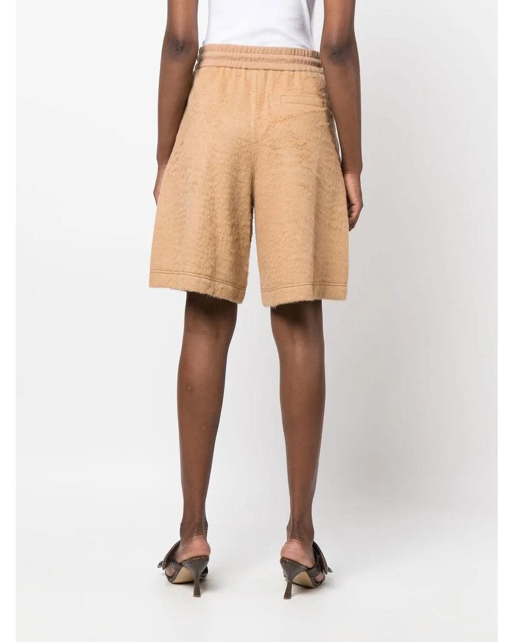 Krizia Natural Faux-Fur Drawstring Bermuda Shorts