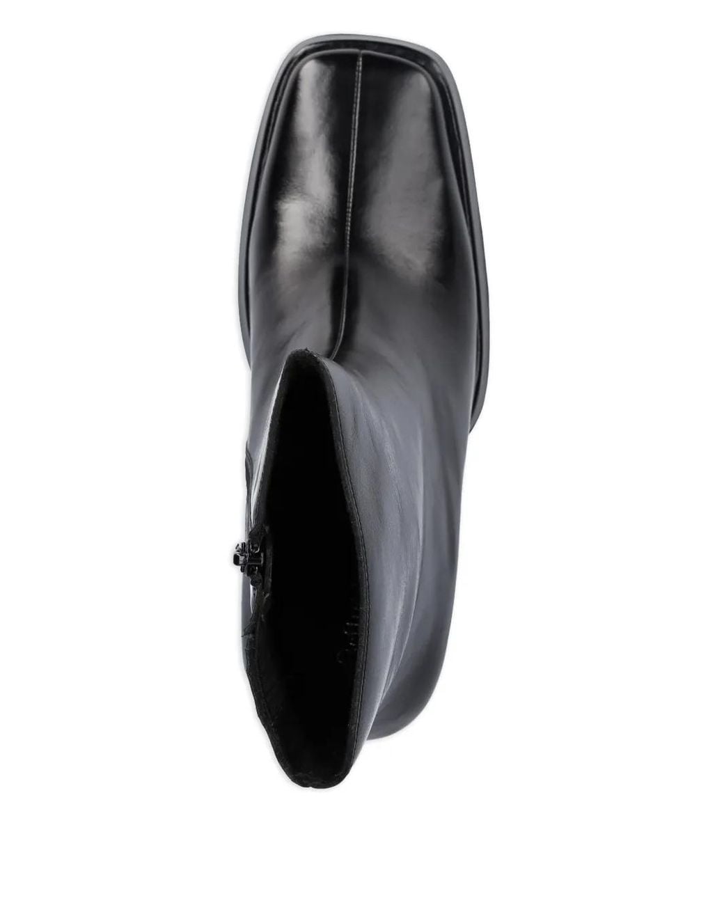 Jeffrey Campbell Black Square-Toe Zip-Up Ankle Boots