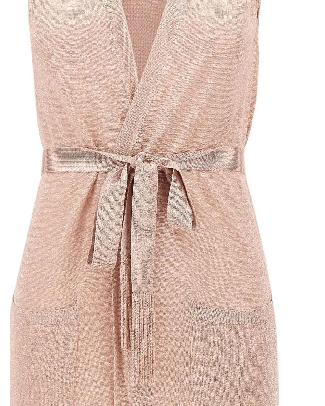 Kangra Pink Belted Lurex-Knit Cardi-Coat
