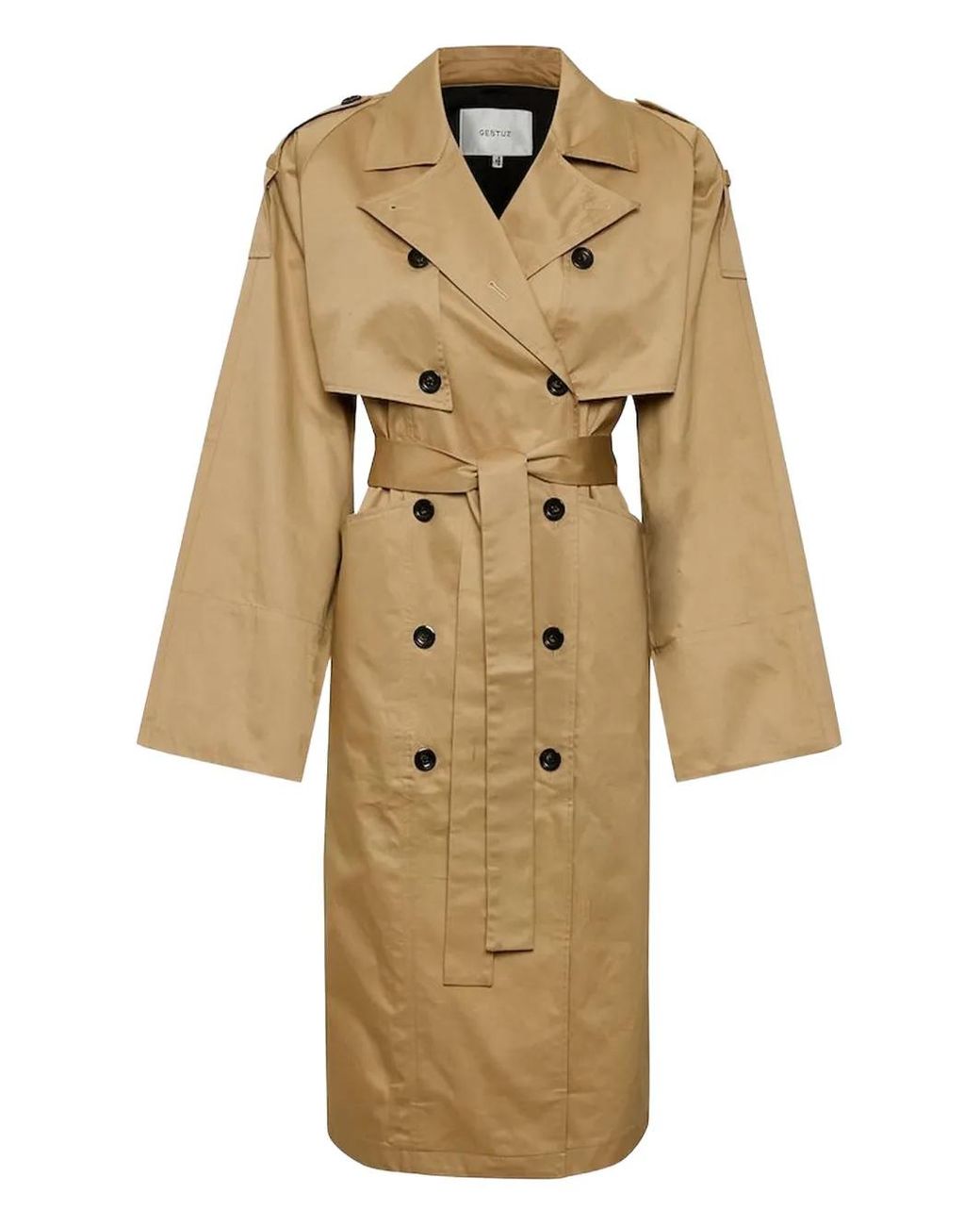 Gestuz Natural Mia Double-Breasted Belted Trench Coat