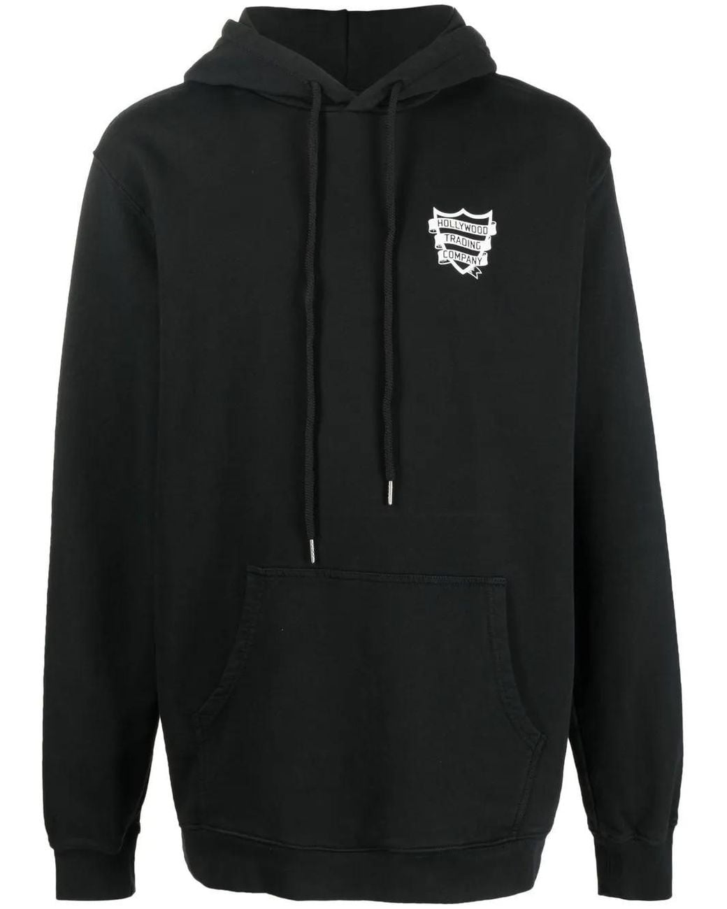 HTC Black Logo-Print Cotton Hoodie for men