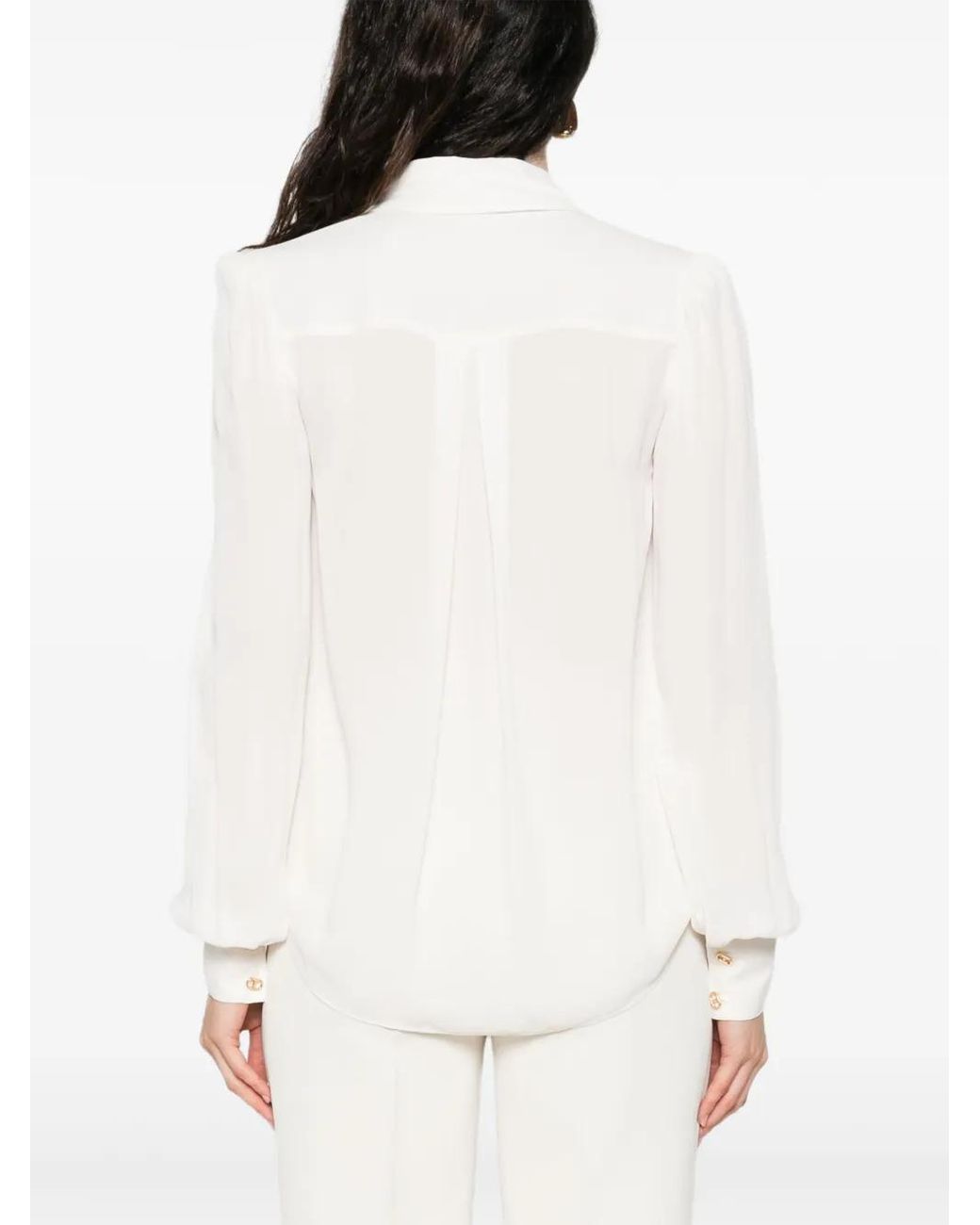 Twinset White Chain-Embellished Polo Blouse