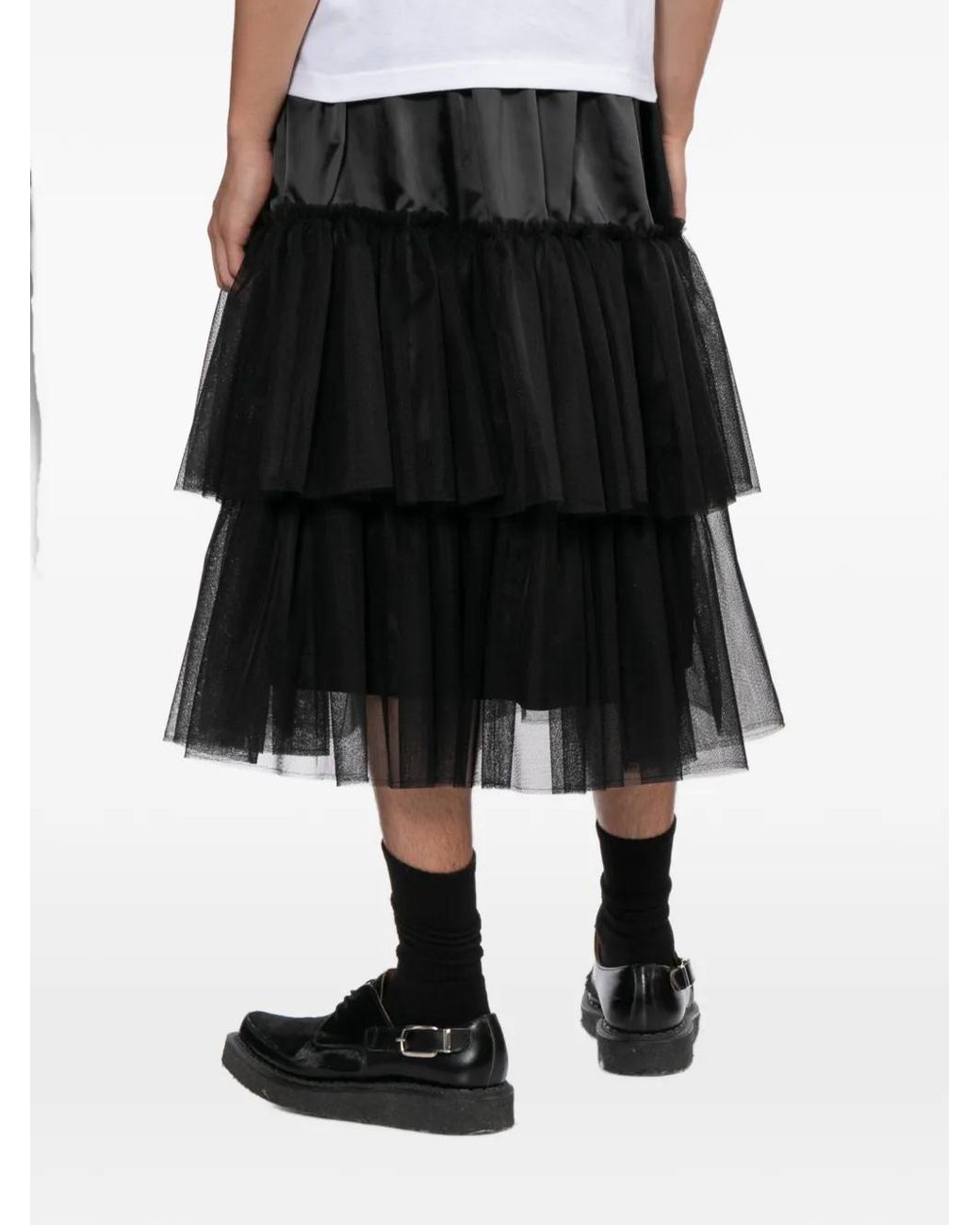 COMME DES GARÇON BLACK Black Tiered Midi Skirt