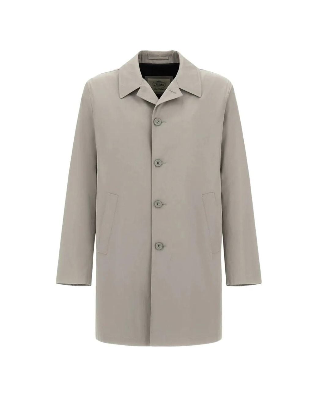 Herno Gray Welt-Pockets Button Coat for men
