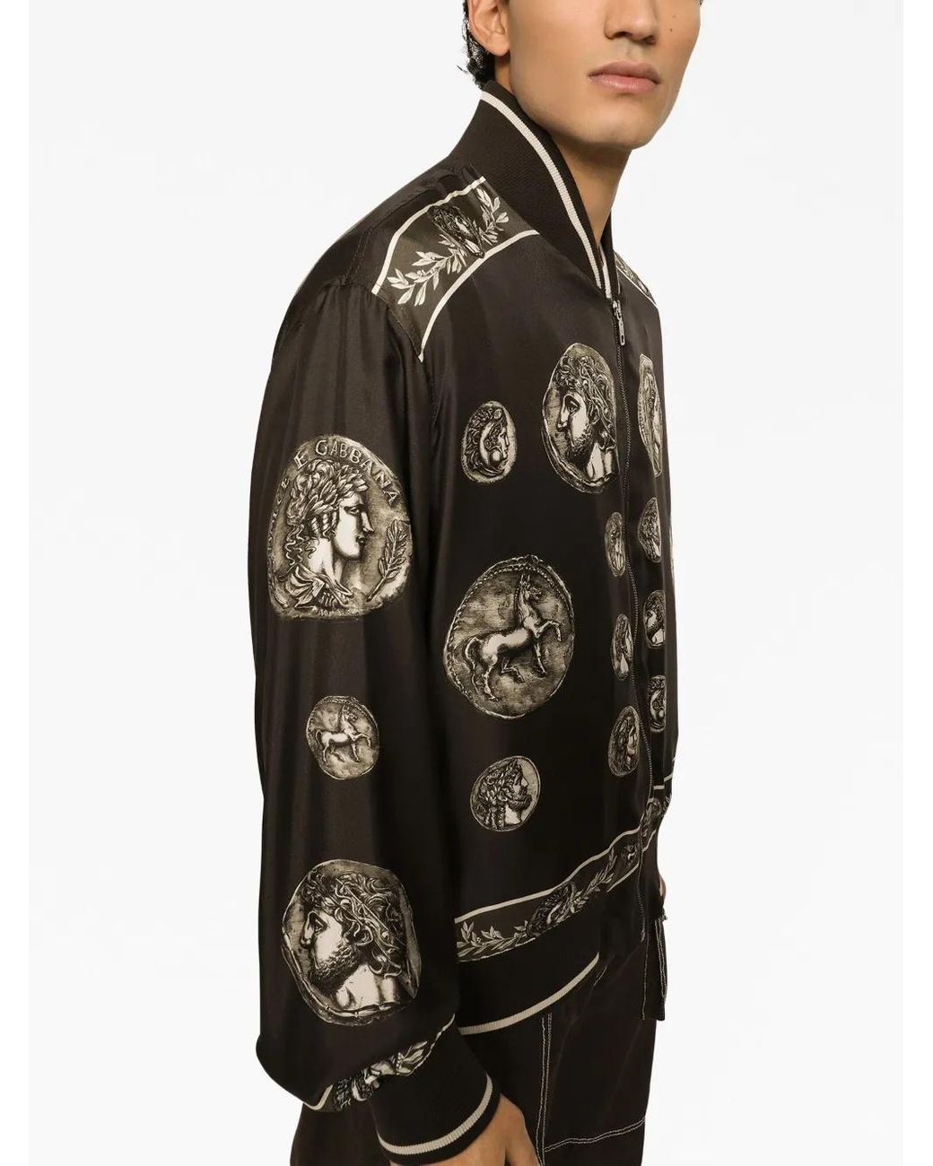 Dolce & Gabbana Black Graphic-Print Long-Sleeved Jacket for men