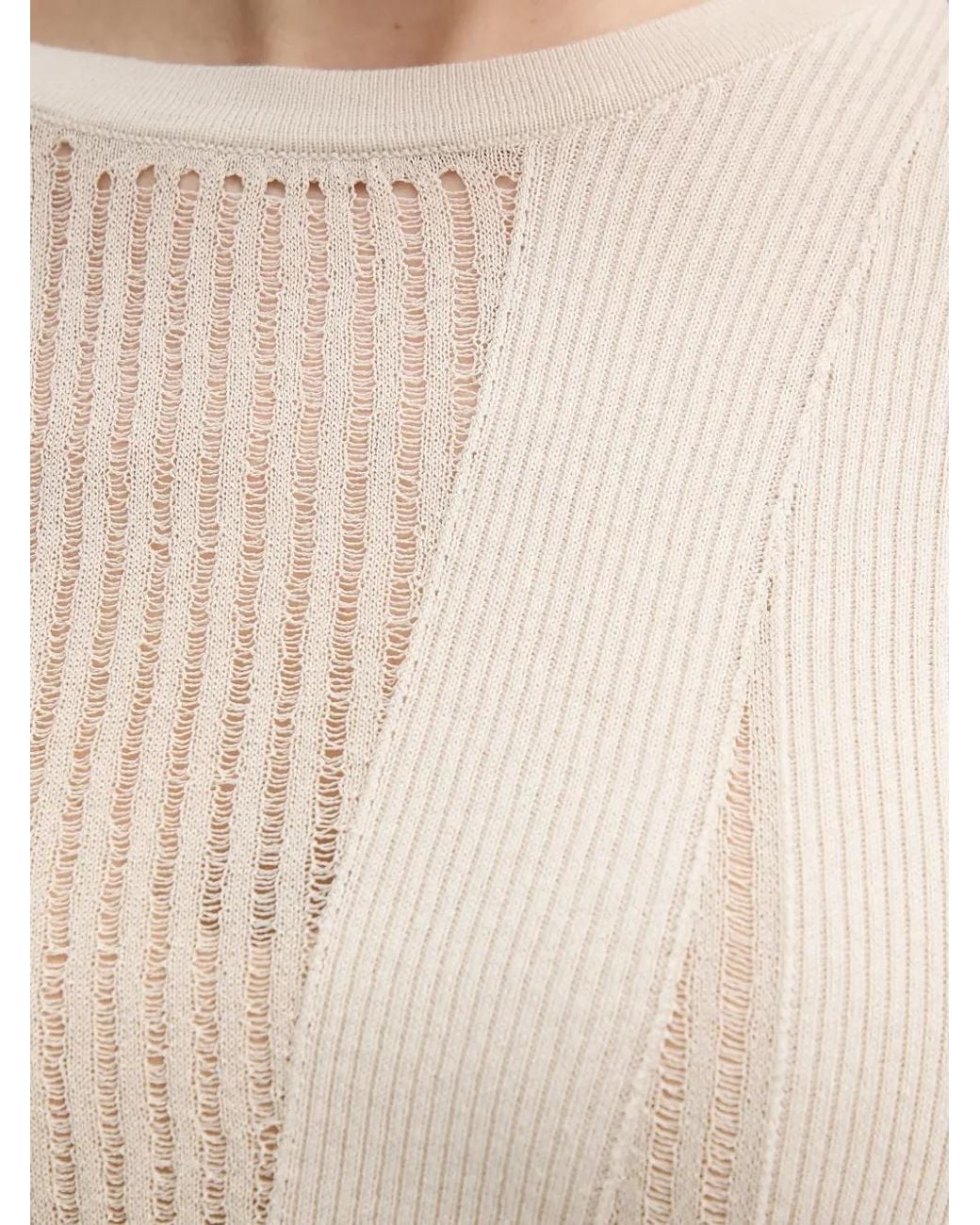 Sisley Blue Ribbed Ladder-Stitch Sweater