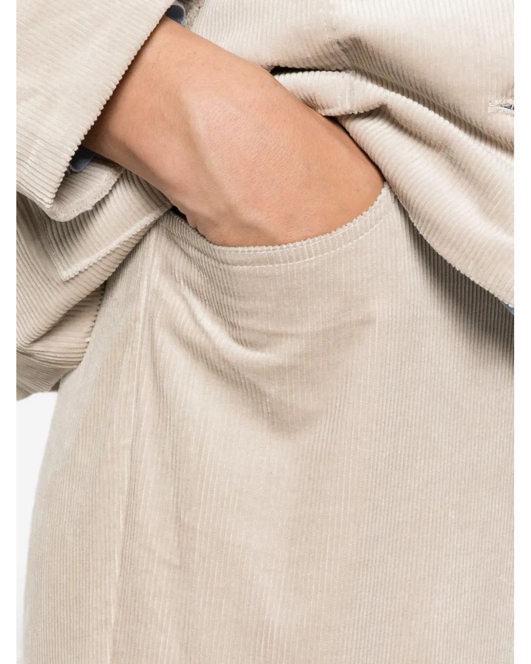 Yerse White Corduroy Straight-Leg Trousers