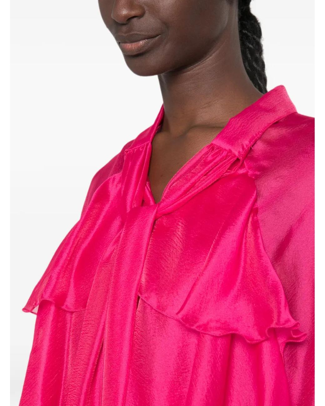 Paperlace Pink Ruffled Pussy-Bow Blouse