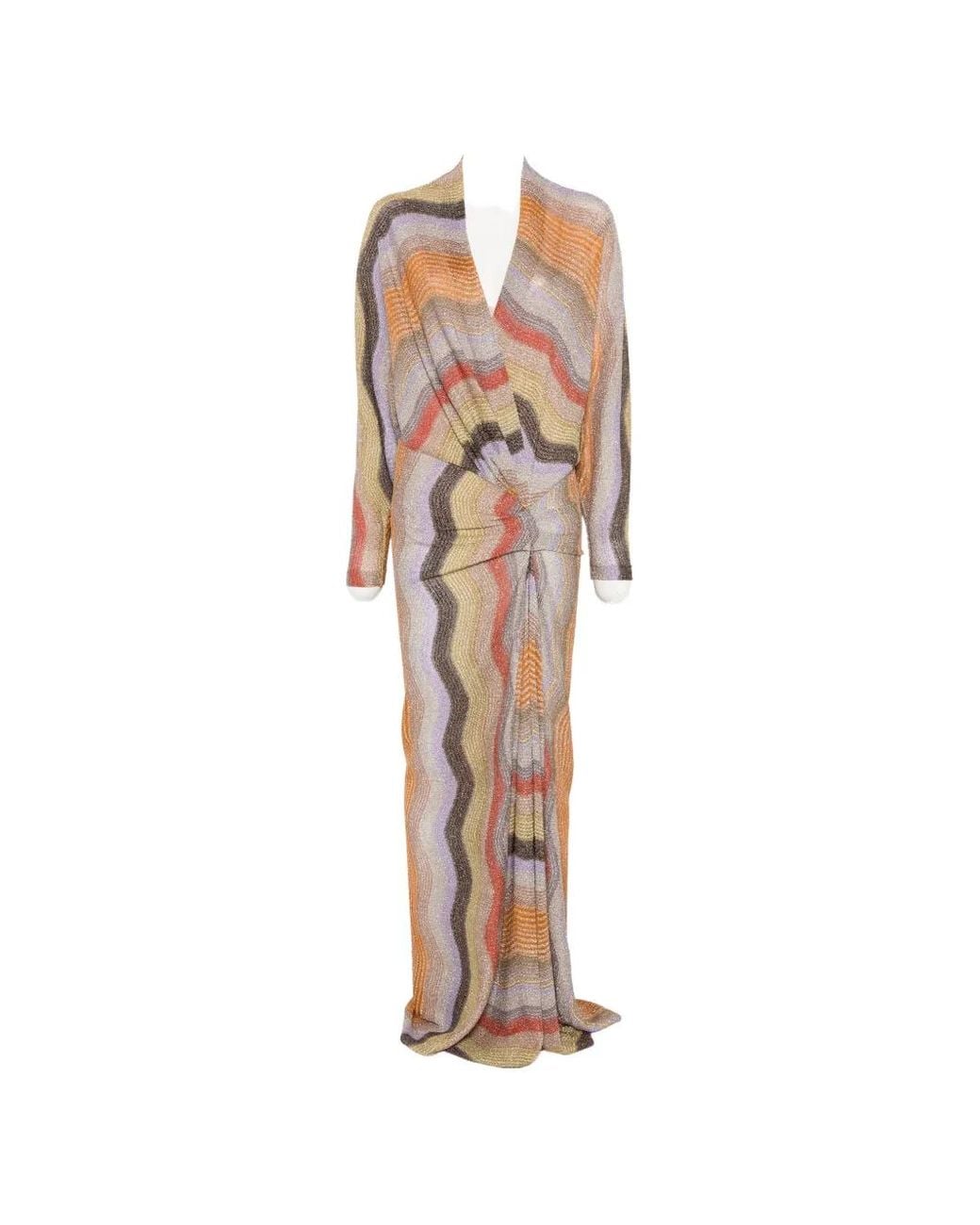 Missoni White Long Dress With Deep V-Neckline
