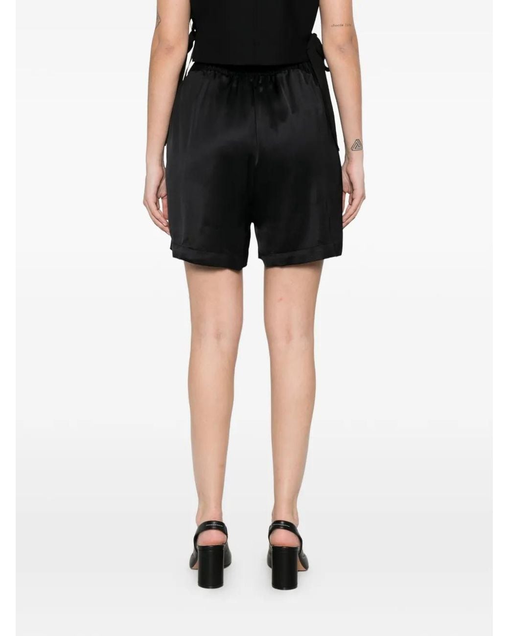 Lutz Huelle Black Garbo Elasticated-Waistband Satin Shorts