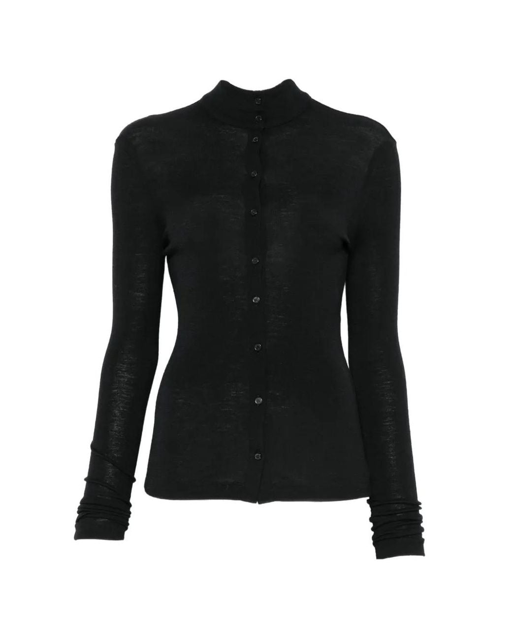 Alysi Black Button-Up Turtleneck Sweater