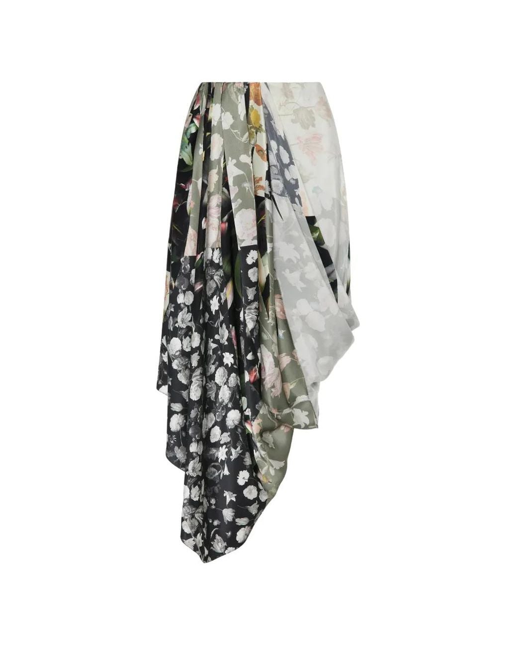 Maison Margiela White Silk Floral Draped Skirt