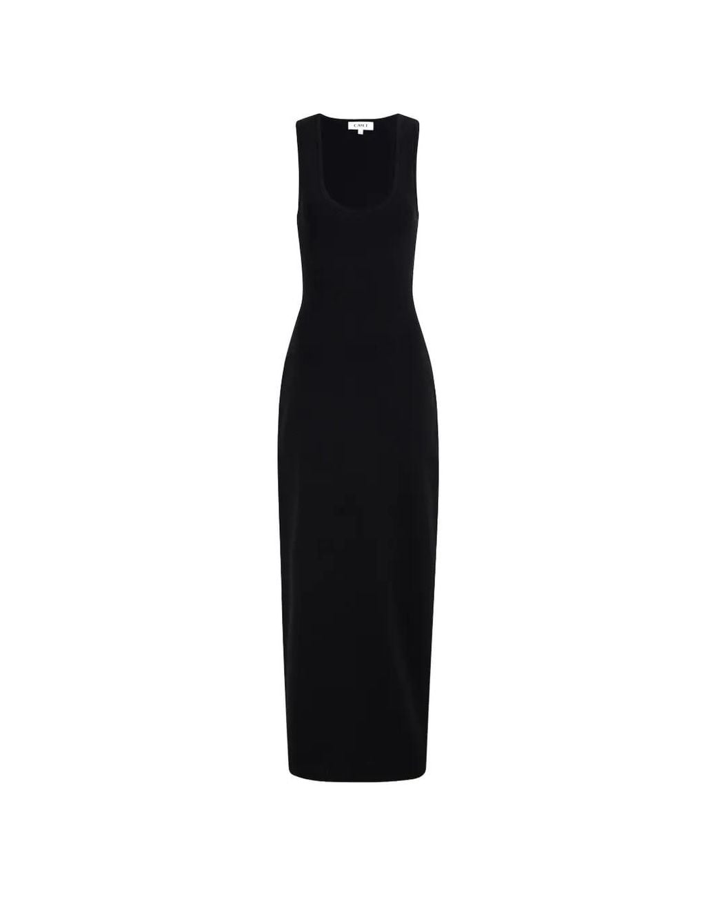 CAYET Black Nelly Scoop-Neck Ribbed Maxi Dress