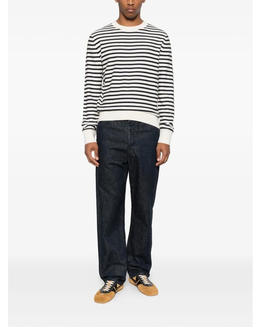 A.P.C. Black Striped Knitted Sweater for men