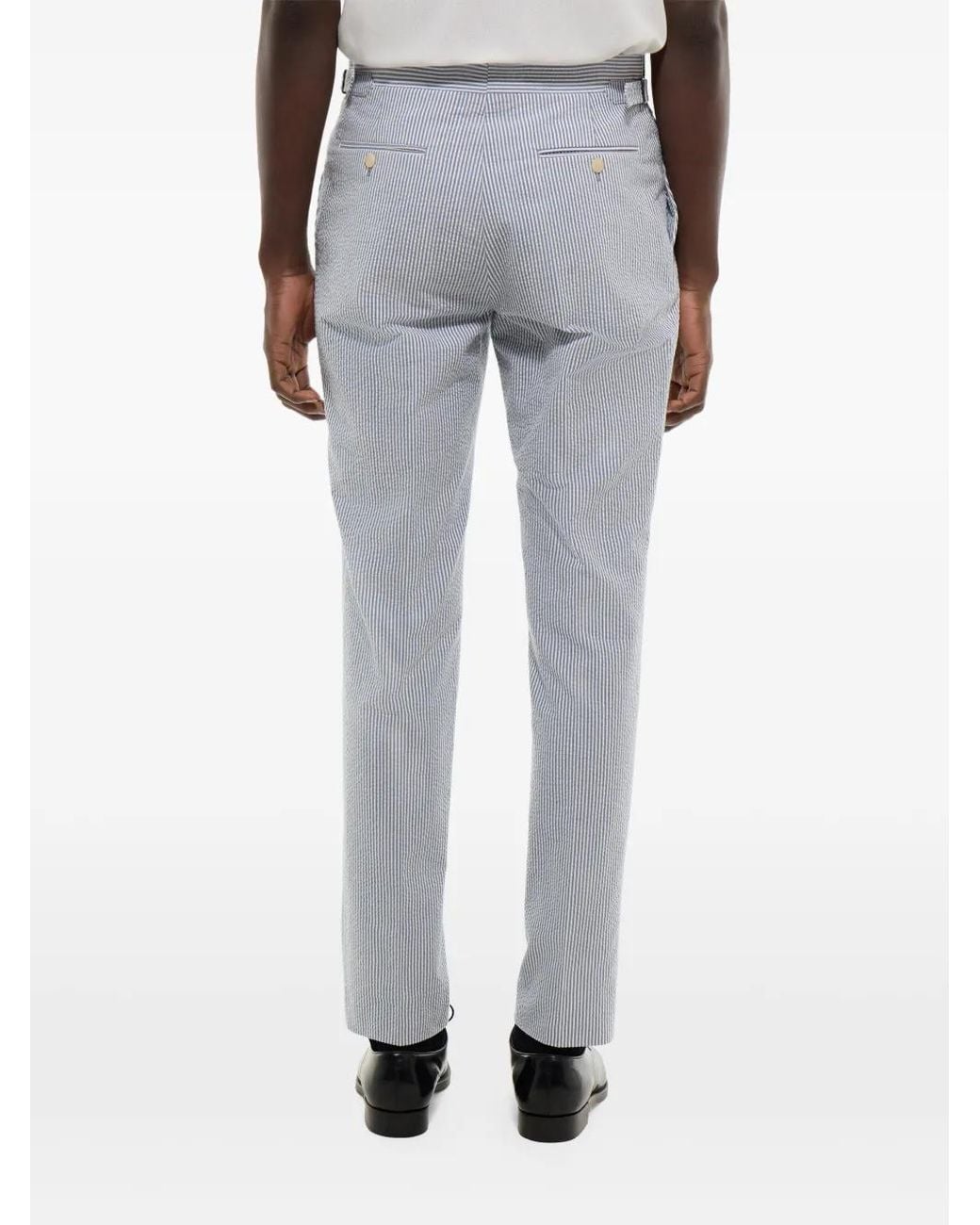 Fursac Gray Striped Straight-Leg Trousers for men