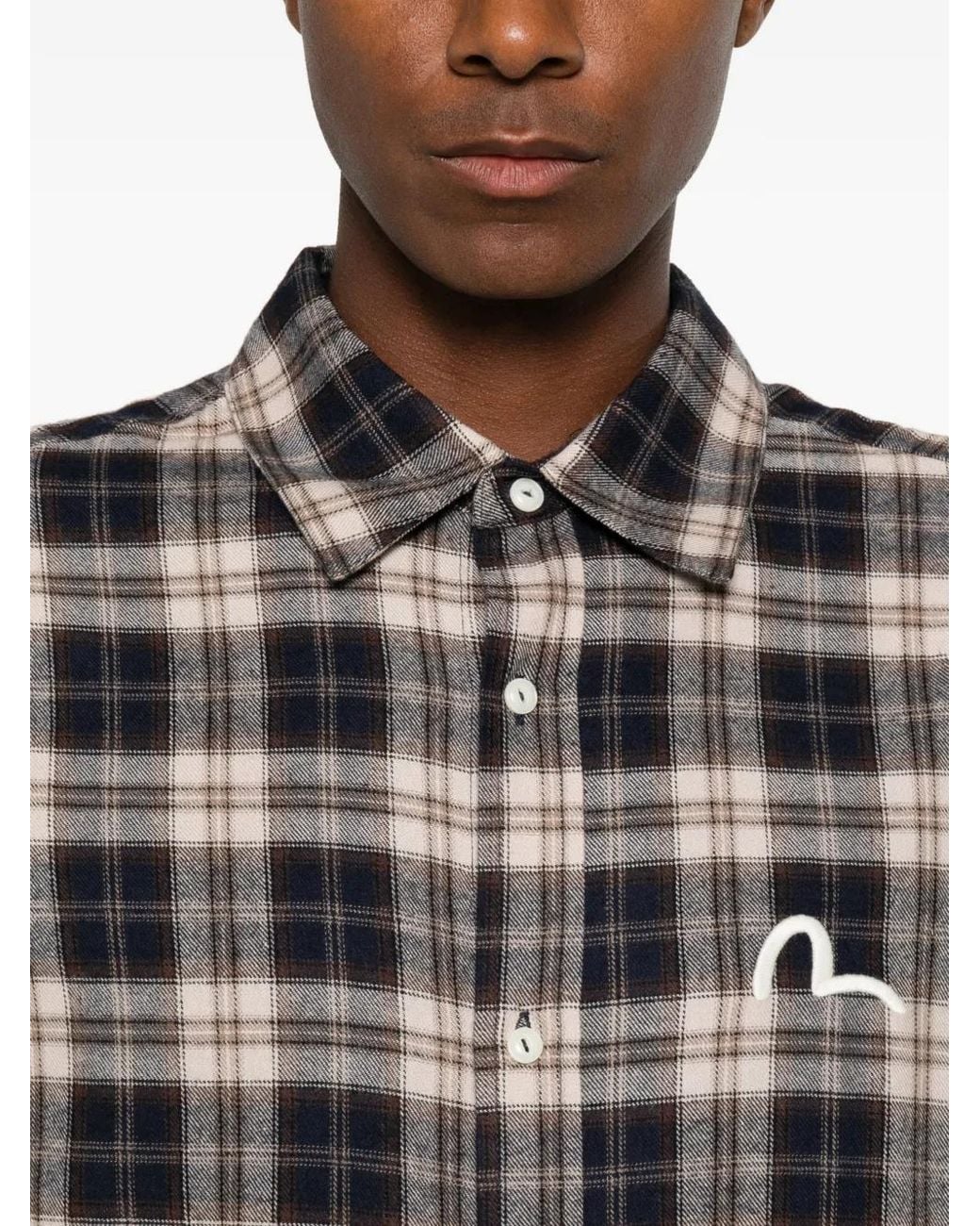 Evisu White Check-Pattern Shirt for men